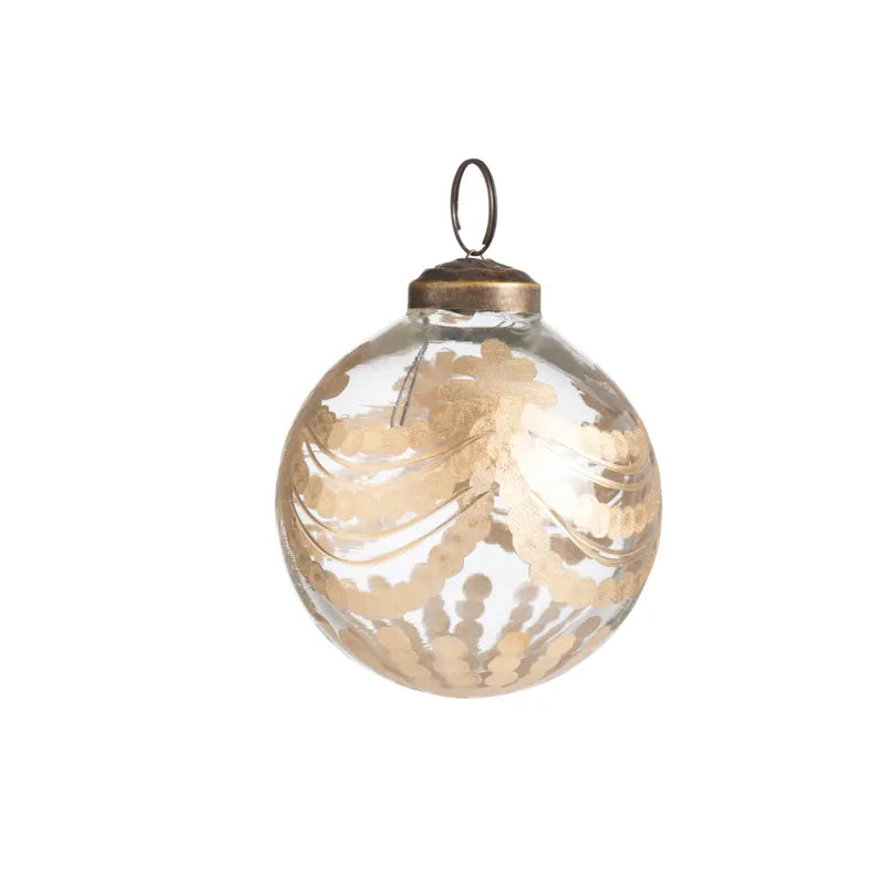 Etched Golden Garland Glass Ornament