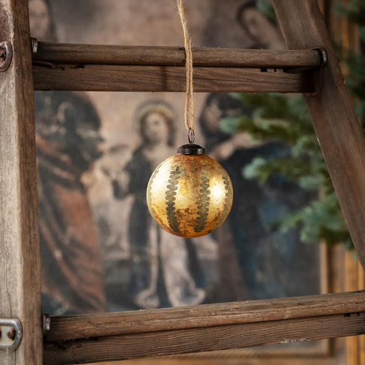 Etched Matte Gold Ball Ornament