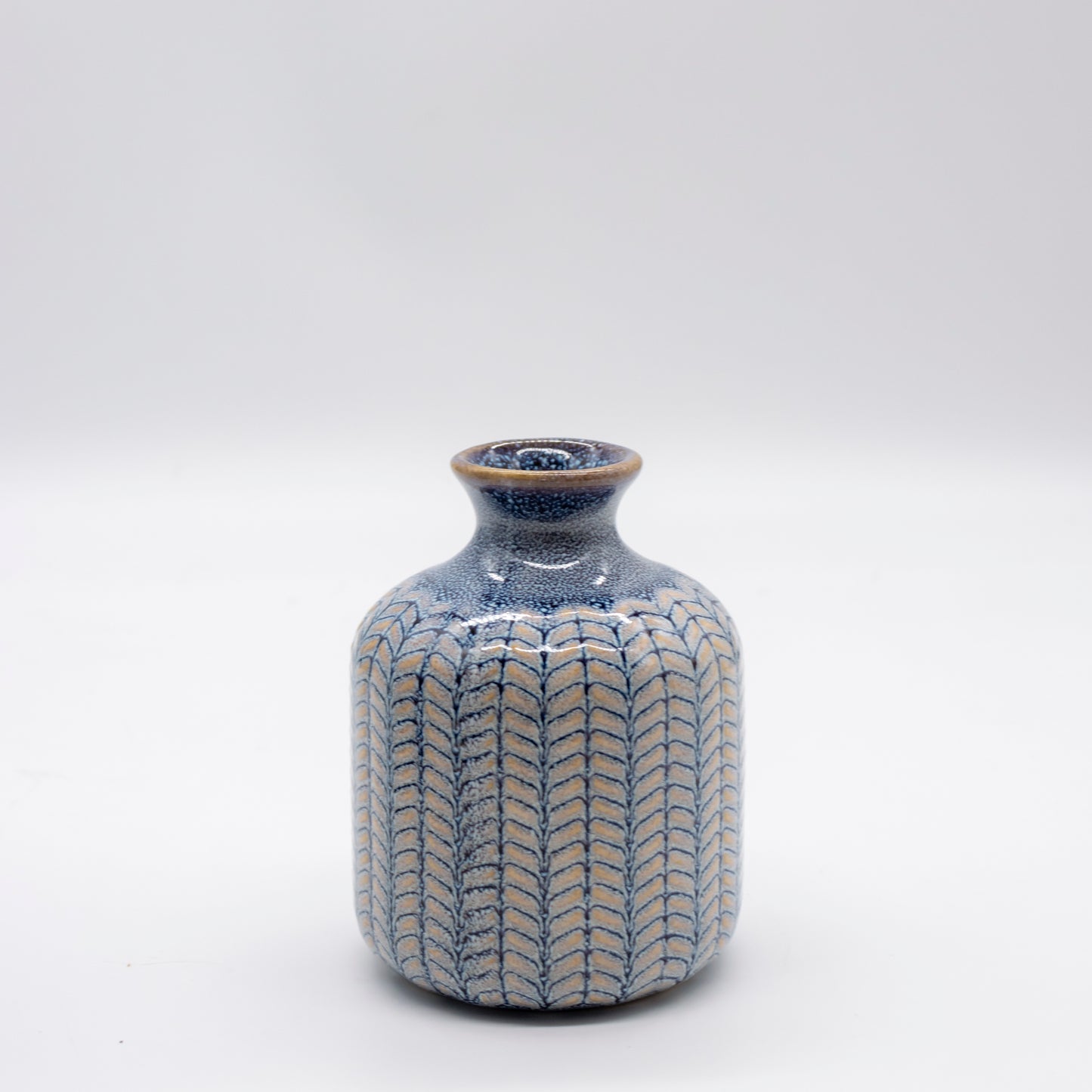 Embossed Stoneware Vases with Glaze