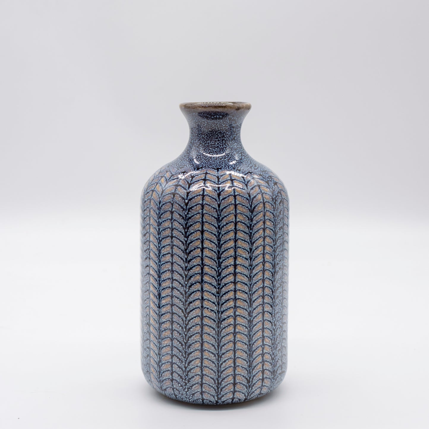 Embossed Stoneware Vases with Glaze