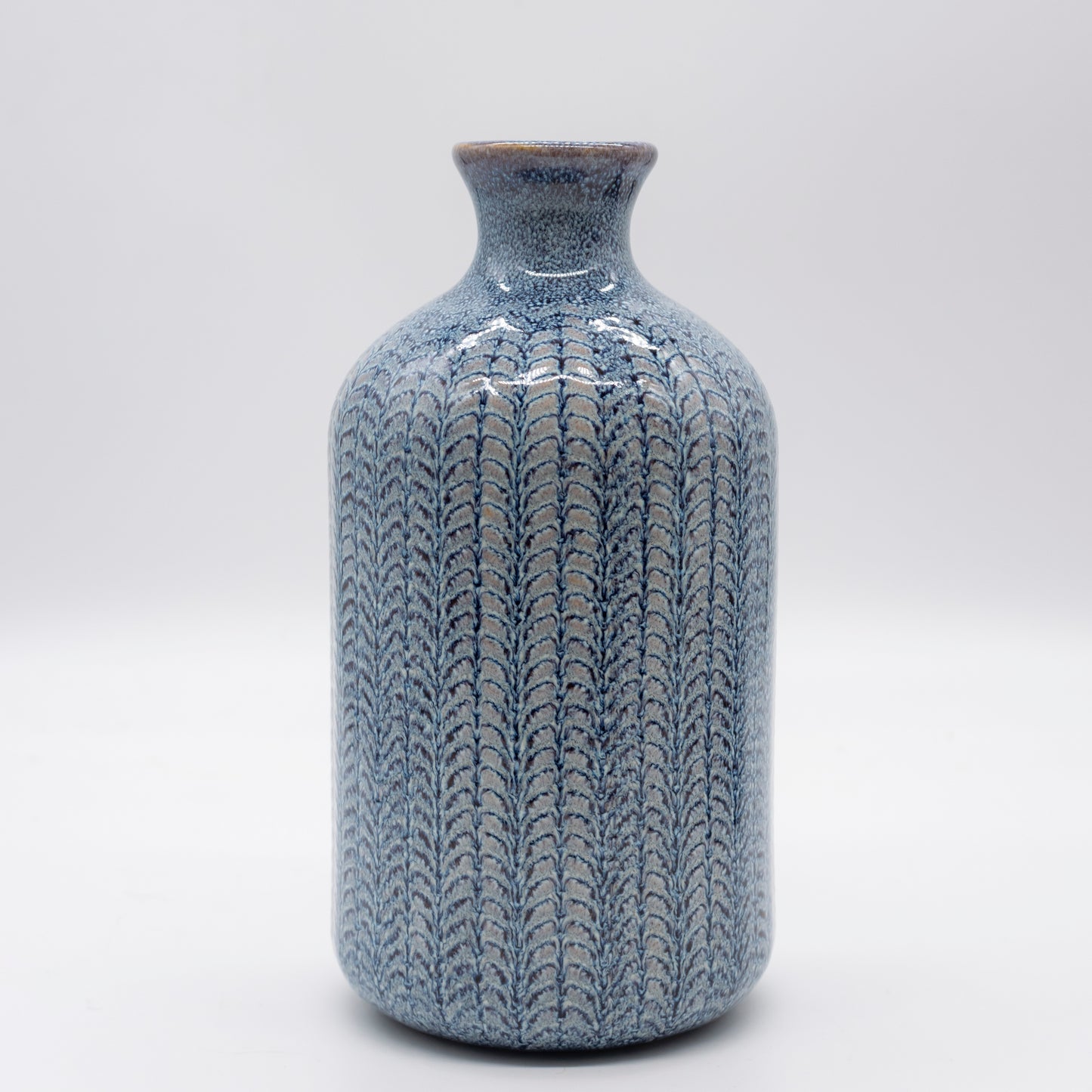 Embossed Stoneware Vases with Glaze