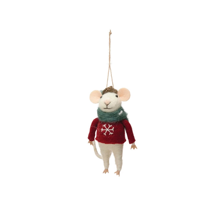 Assorted Felt Mouse in Hat and Sweater Ornament