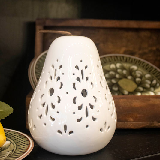 White Ceramic LED Pear