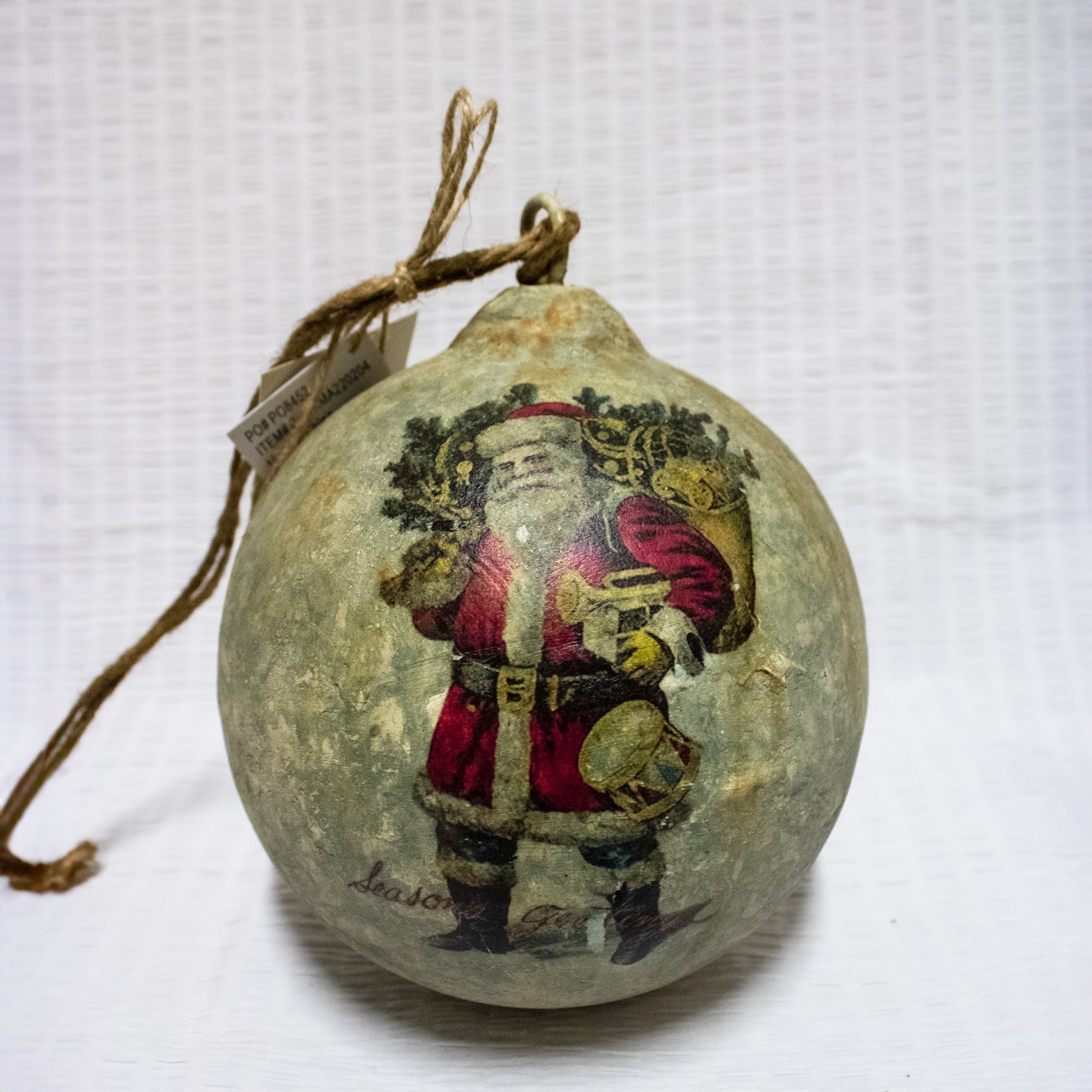 6” Glass Vintage Santa Bearing Gifts Ball Ornament