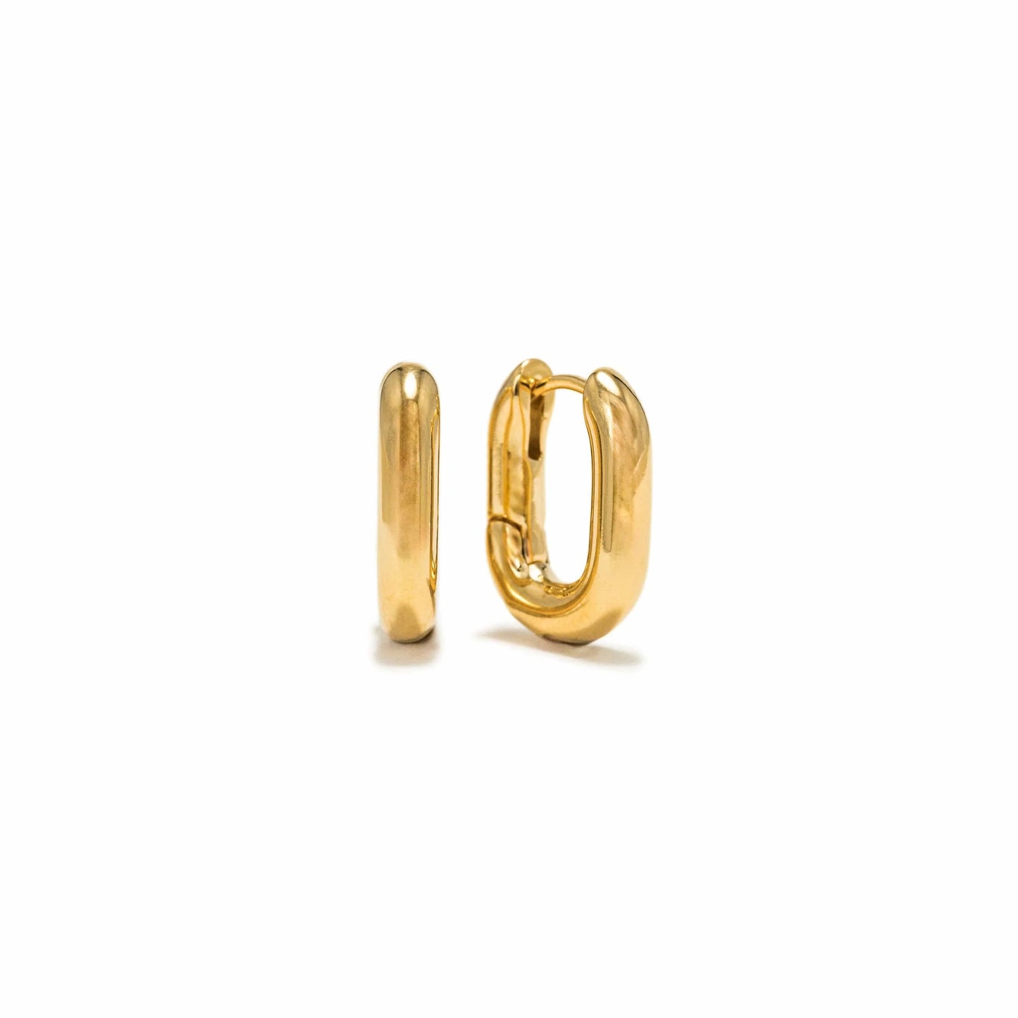 Small Paperclip Puff Hoop Gold Earrings Pair