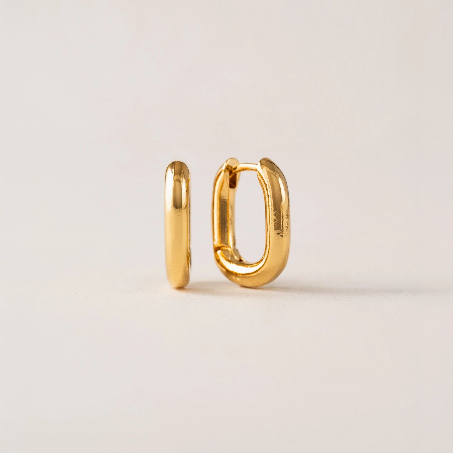 Small Paperclip Puff Hoop Gold Earrings Pair