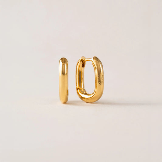 Small Paperclip Puff Hoop Gold Earrings Pair