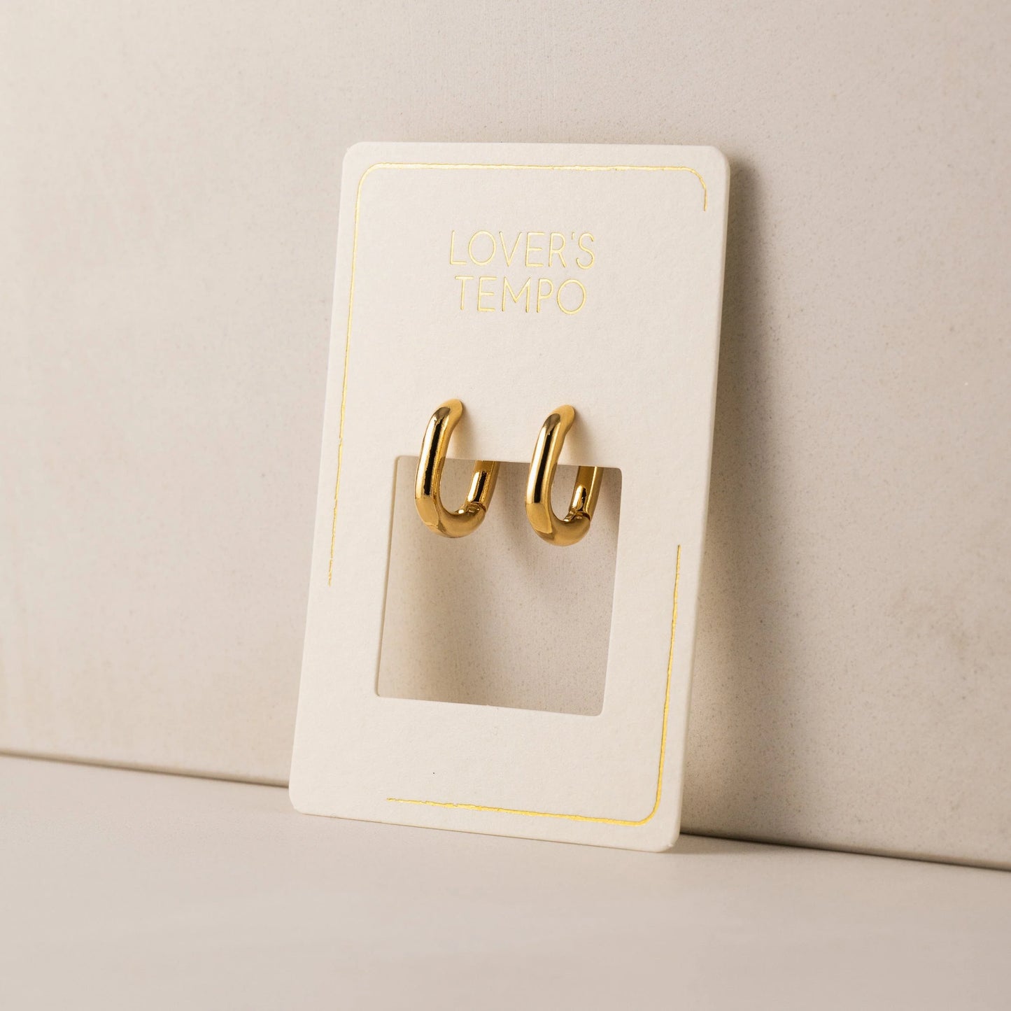 Small Paperclip Puff Hoop Gold Earrings Pair