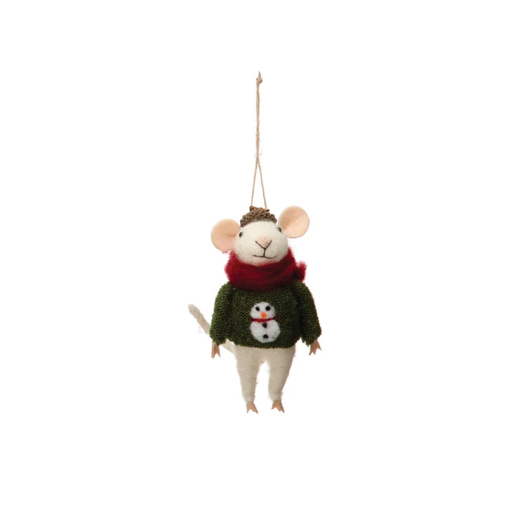 Assorted Felt Mouse in Hat and Sweater Ornament