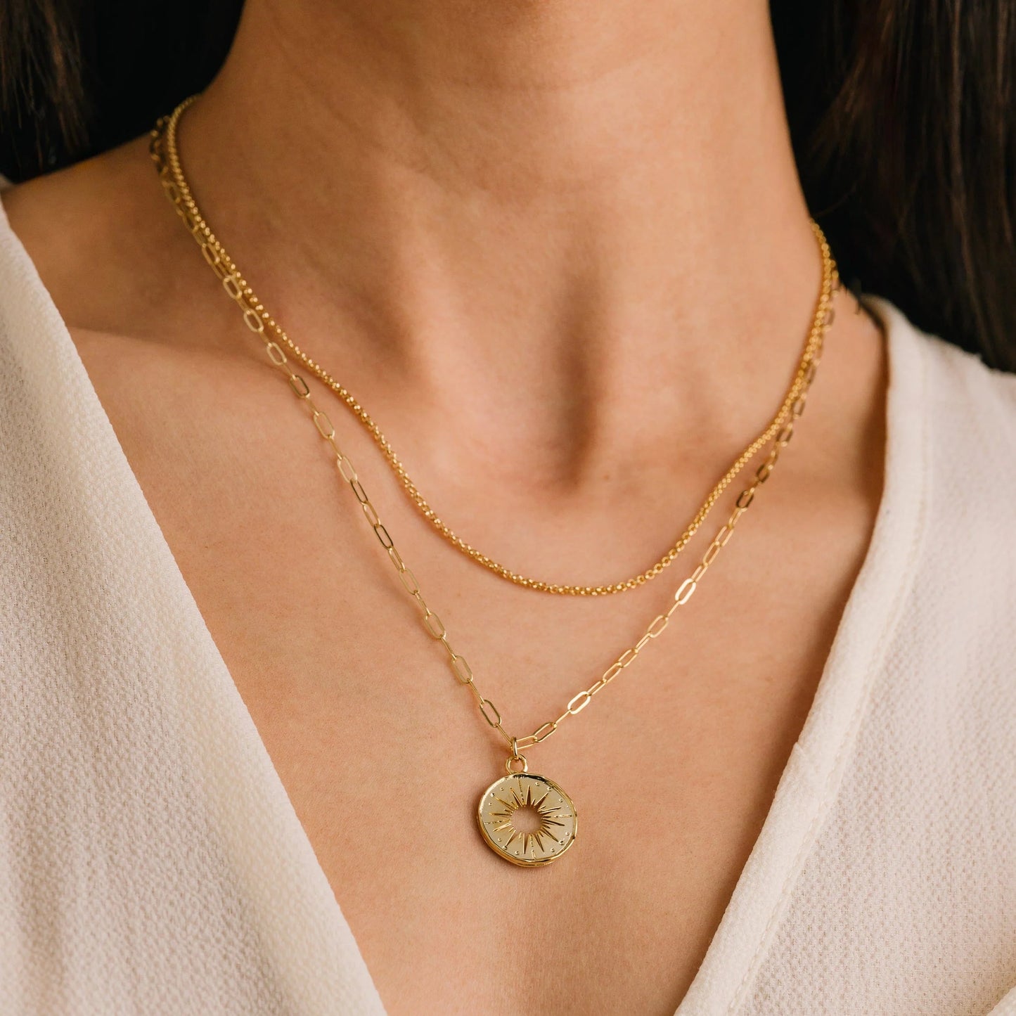 Sunburst Layered Gold Necklace