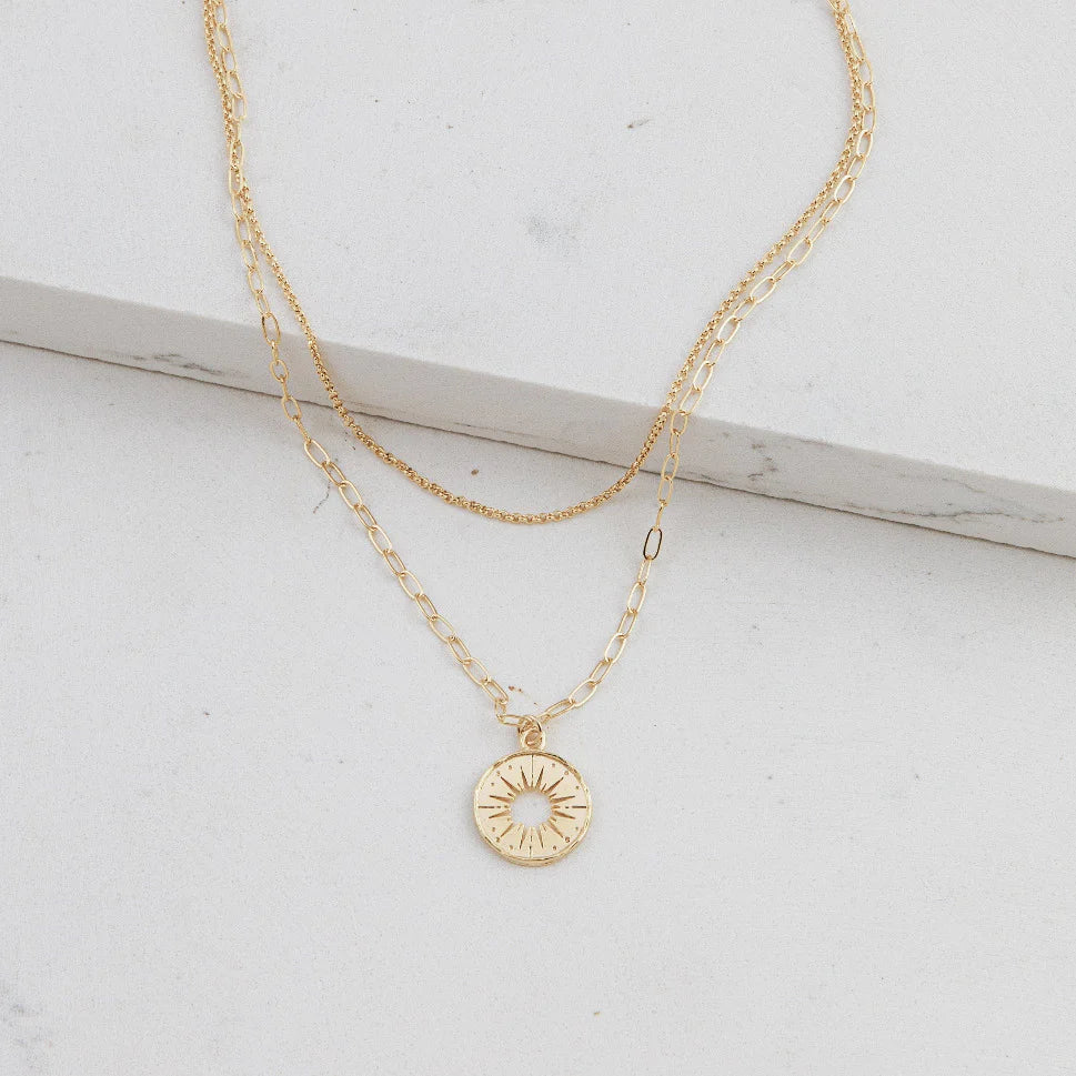 Sunburst Layered Gold Necklace