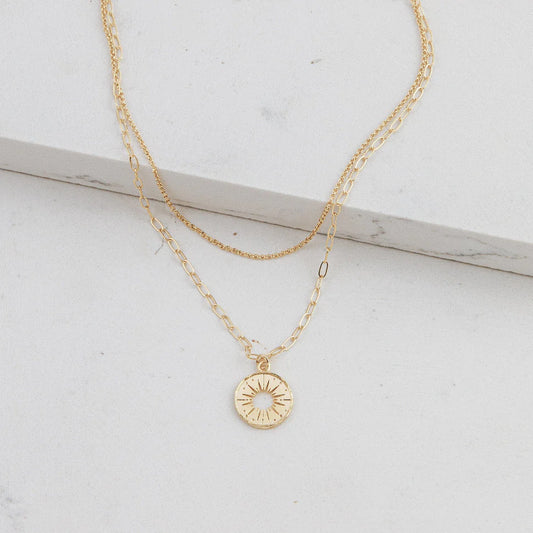 Sunburst Layered Gold Necklace