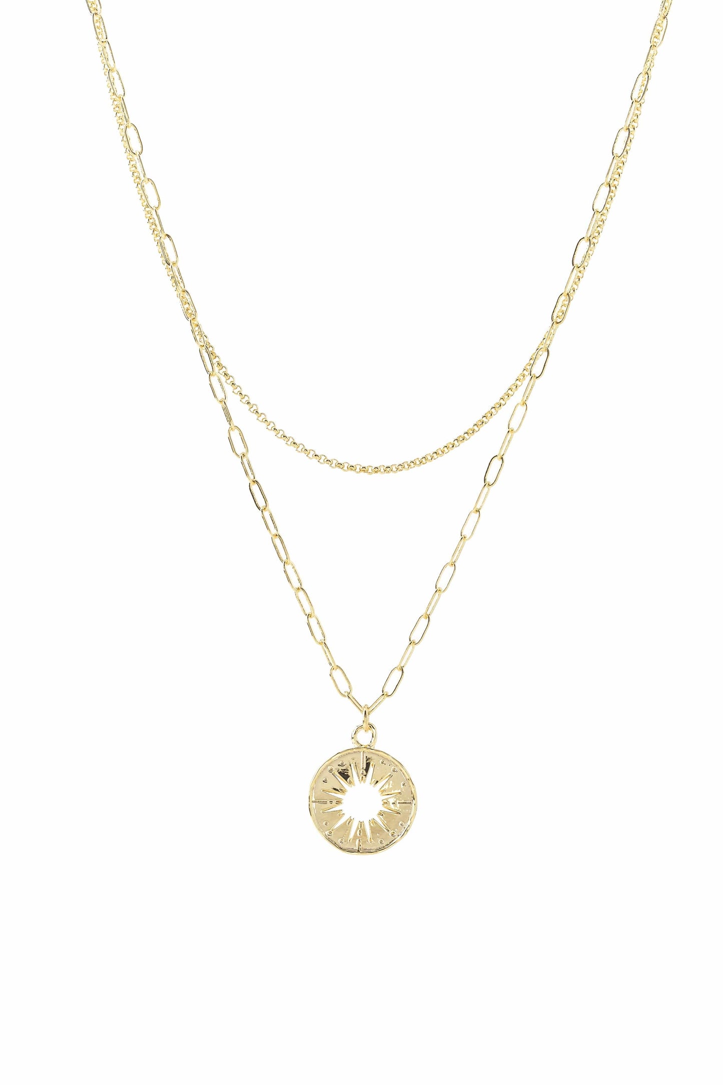 Sunburst Layered Gold Necklace
