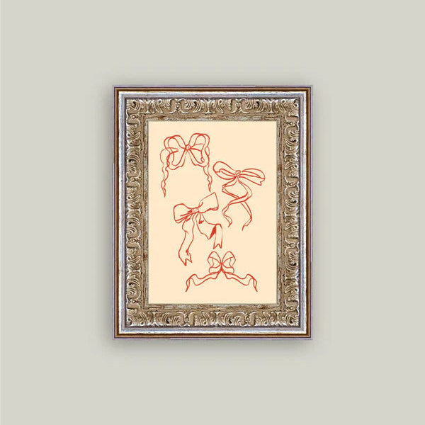 Valentine Bows Framed Antique Art