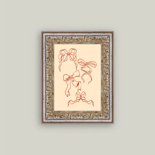 Valentine Bows Framed Antique Art