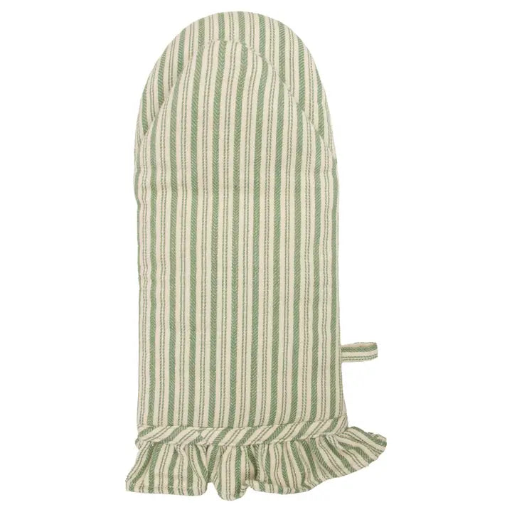 Green Stripe Cotton Oven Mitt & Tea Towel Set