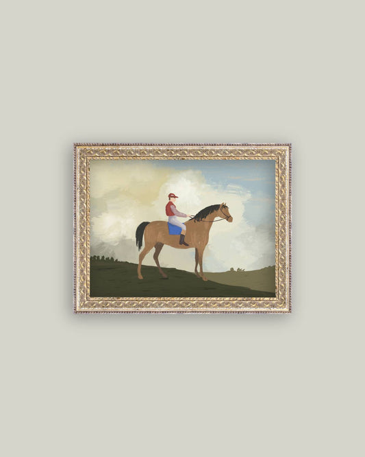 Horse Rider Framed Antique Art