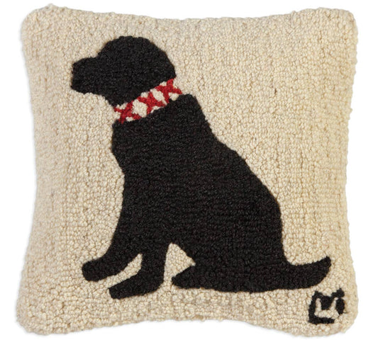 Duke Black Lab Hand Hooked Throw/Decorative Pillow