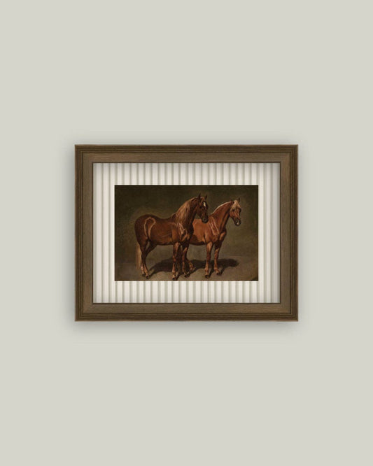 Two Horses with Striped Matte Framed Art