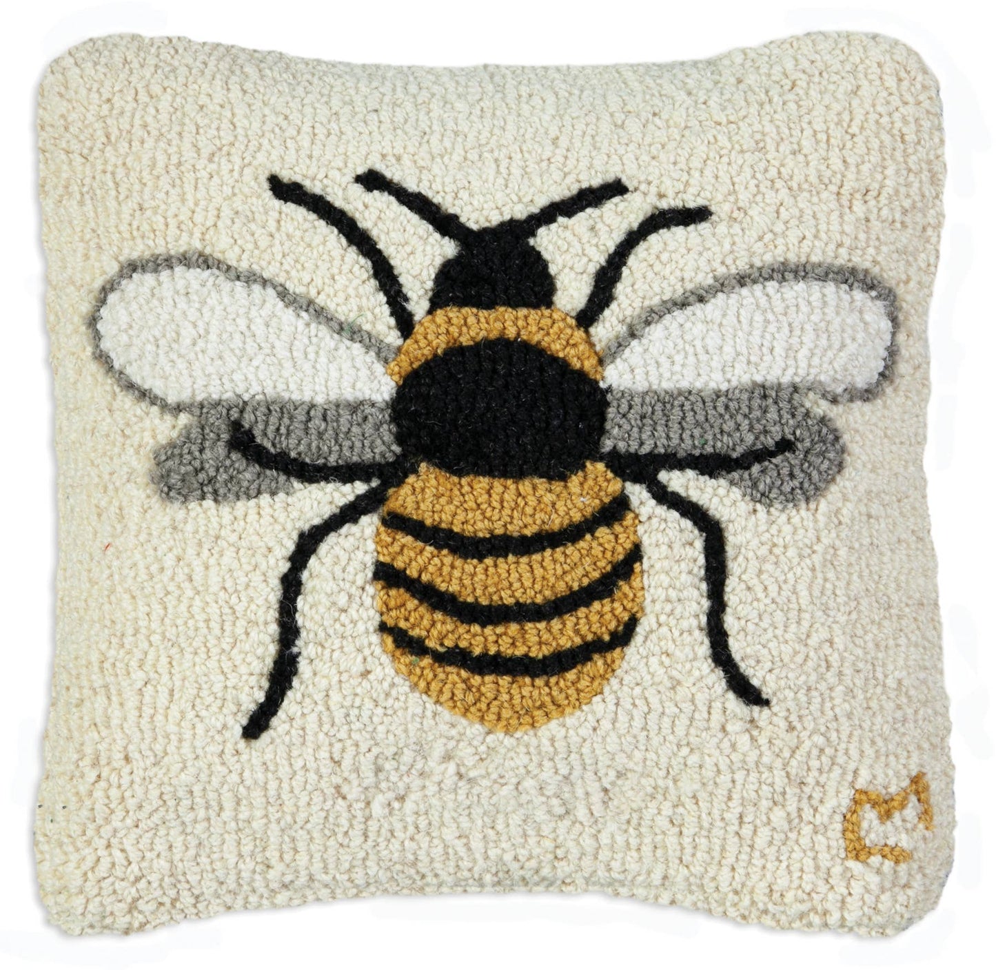 Square Lone Bee Decorative Wool Pillow