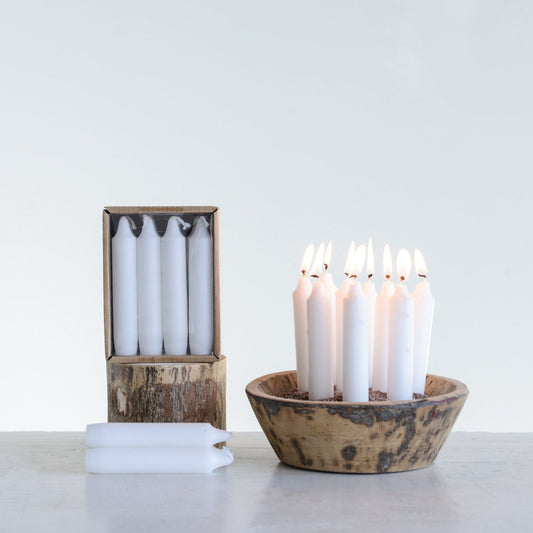 Unscented Short Taper Candles | Boxed Set of 12