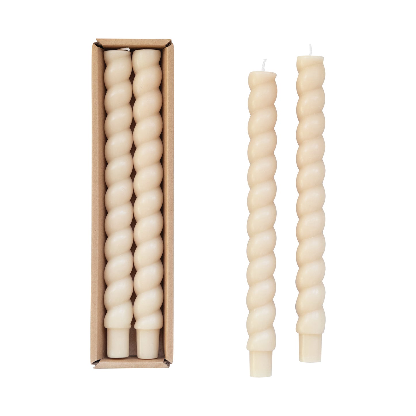 Pair of Unscented Twisted Taper Candles | Cream