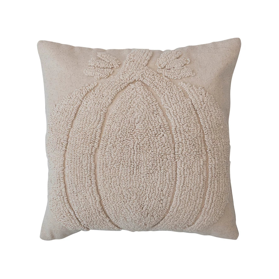 Tufted Pillow w/ Pumpkin & Chambray Back