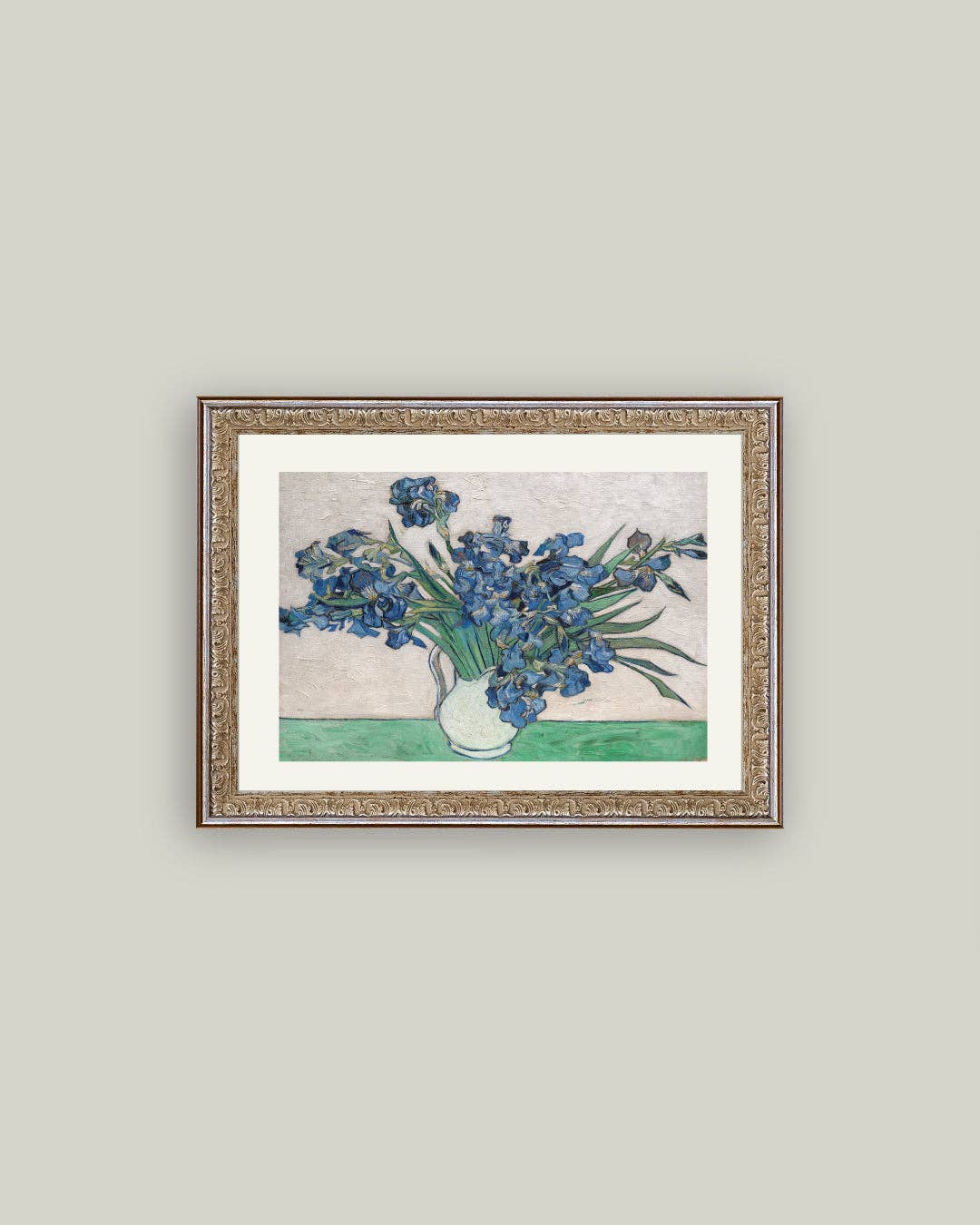 Blue Irises in Vase Framed Antique Art