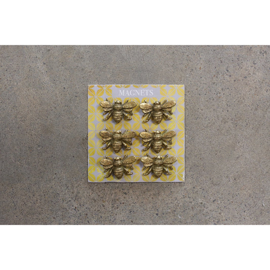 S/6 Pewter Bee Magnets on Card