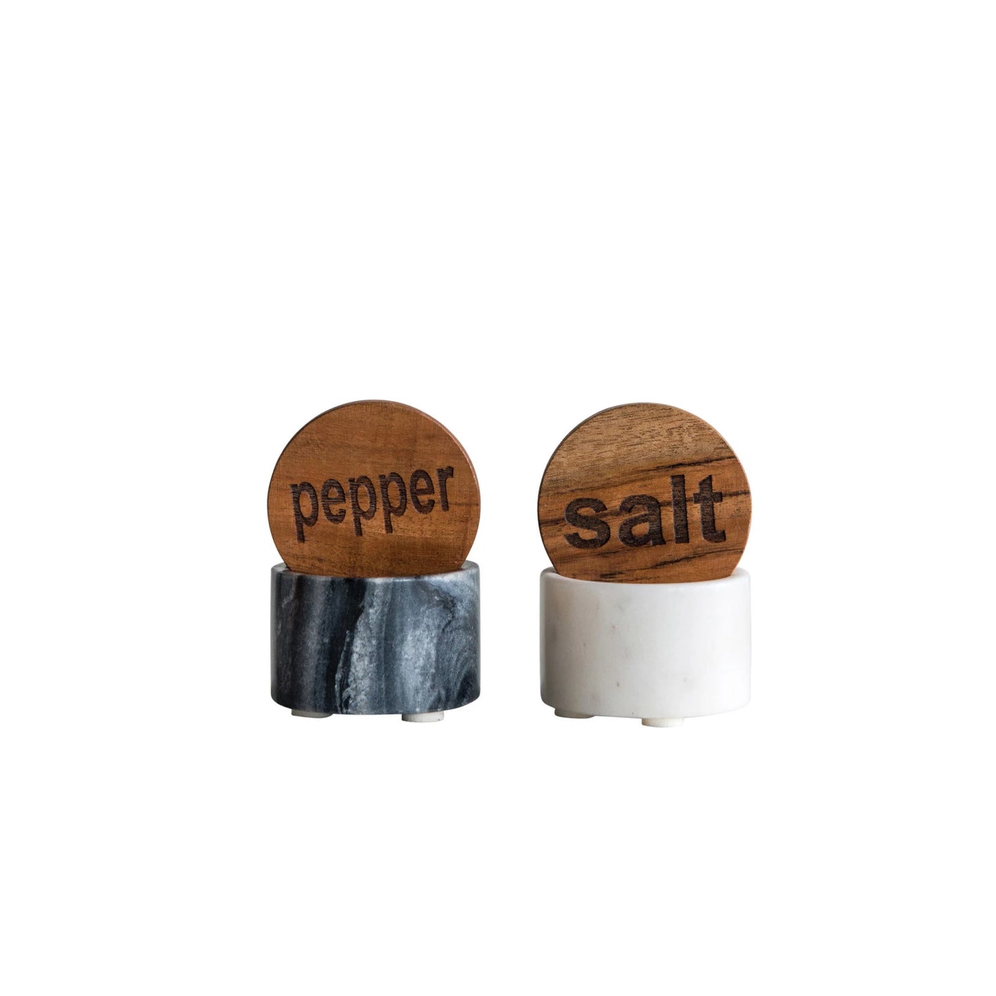 Salt and Pepper Marble Container Sets with Wood Lid