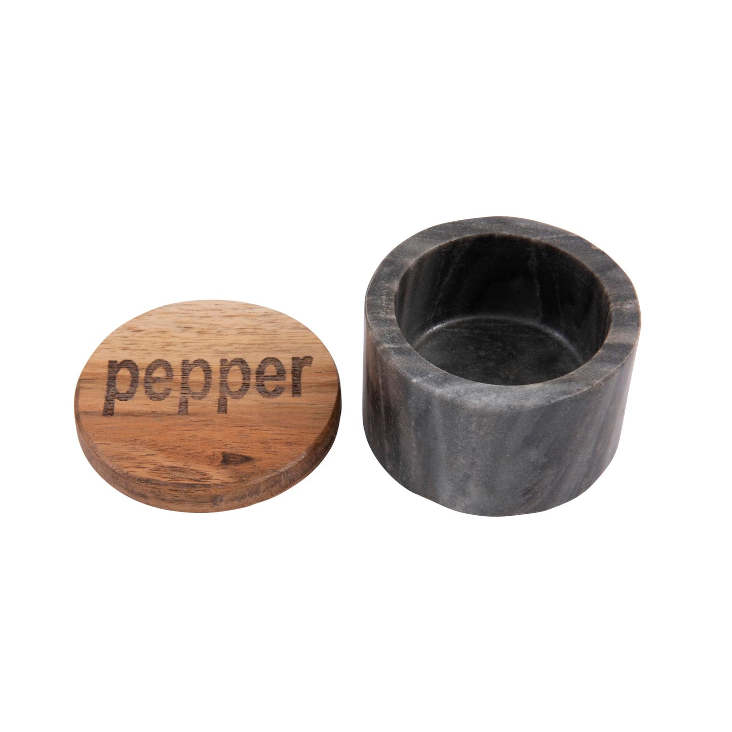 Salt and Pepper Marble Container Sets with Wood Lid