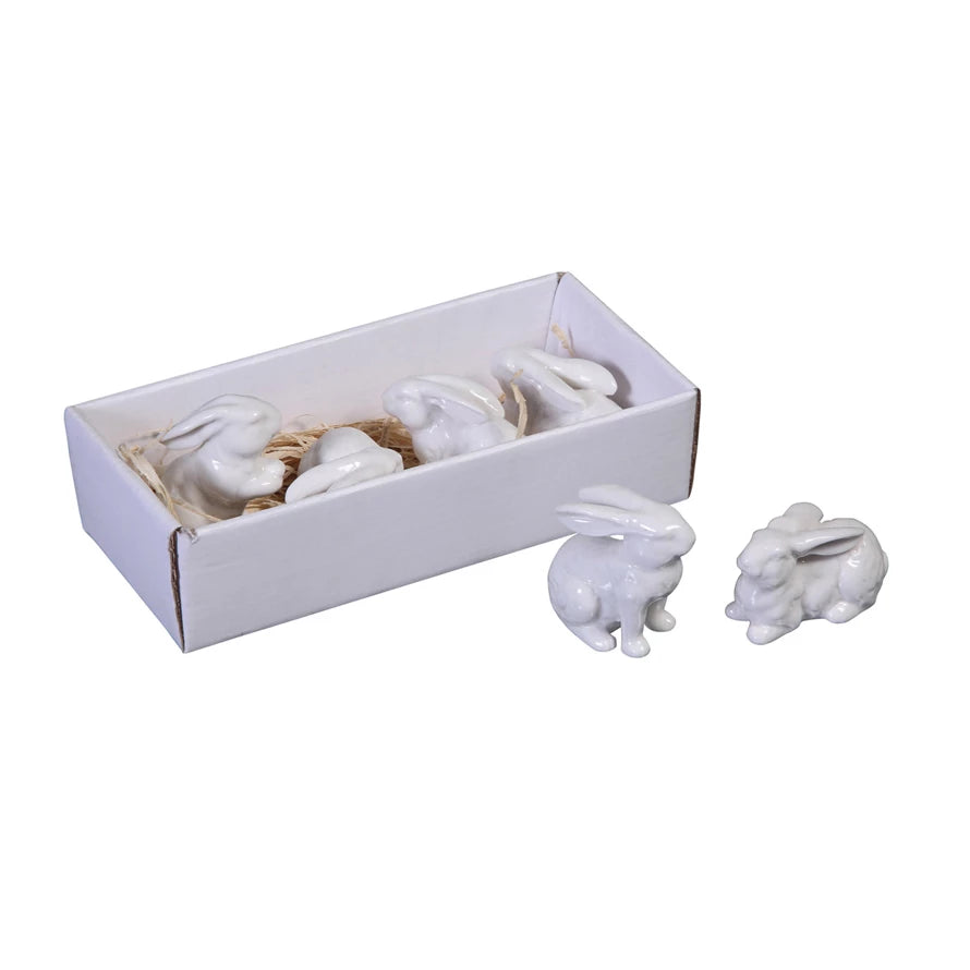 Ceramic White Bunnies, Boxed Set of 6