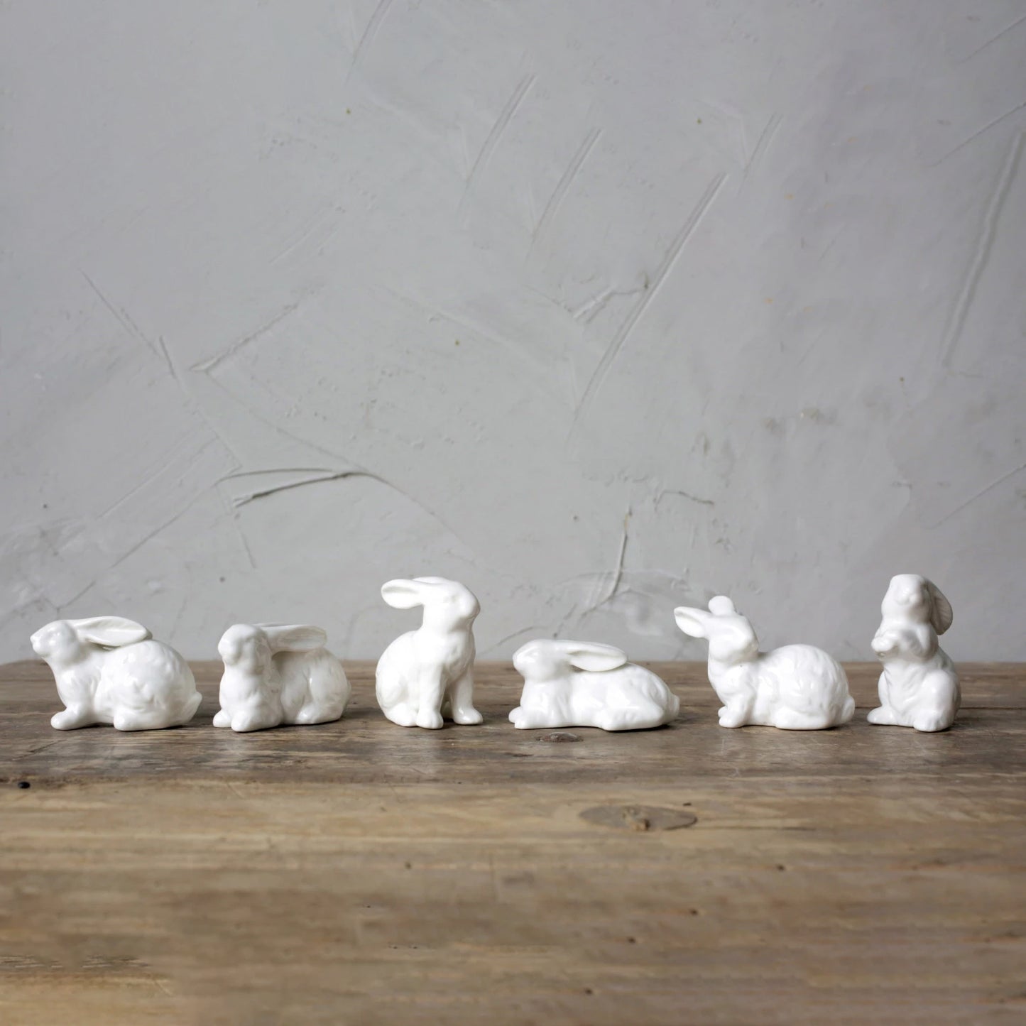 Ceramic White Bunnies, Boxed Set of 6