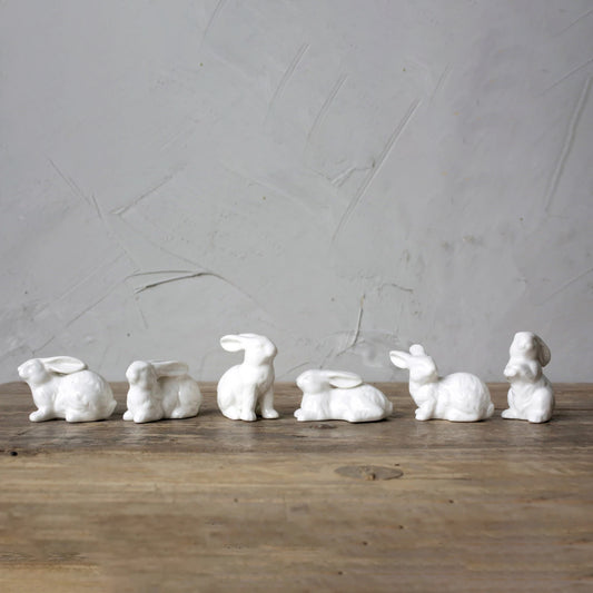 Ceramic White Bunnies, Boxed Set of 6