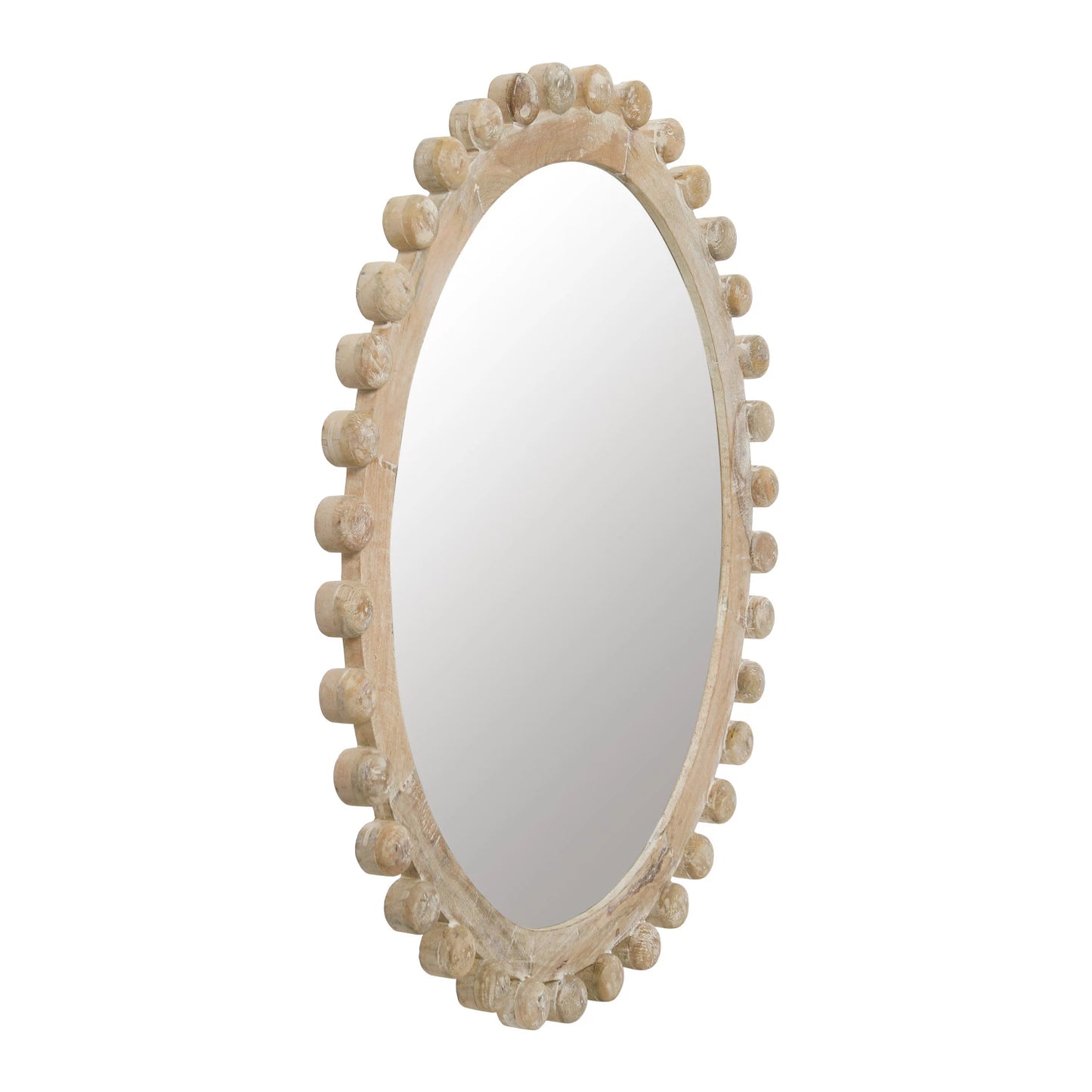Mango Wood Whitewashed Framed Wall Mirror
