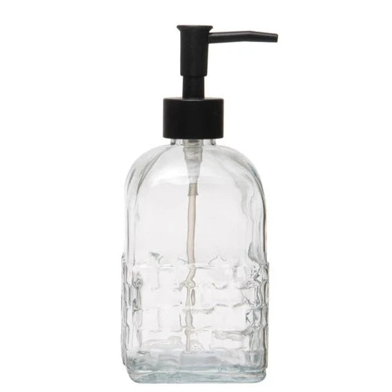 Embossed Glass Soap Dispenser w/ Pump