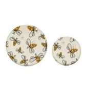 Set of 2 Round  Reusable Fabric Beeswax Food Covers with Prints