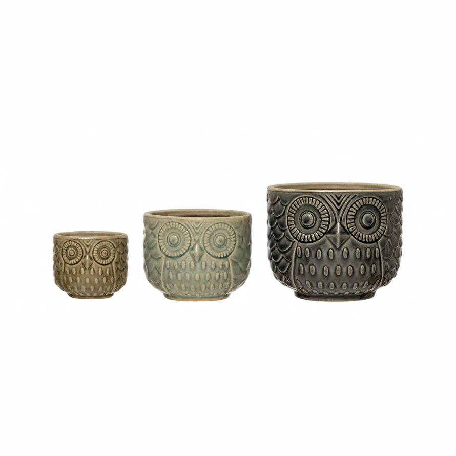 Stoneware Owl Containers