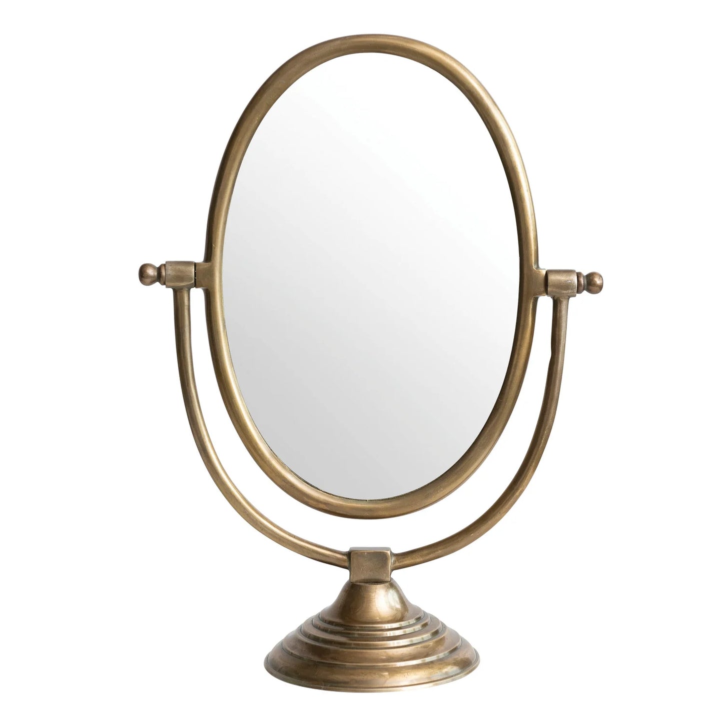 Aluminum Framed Stand Mirror with Antique Brass Finish