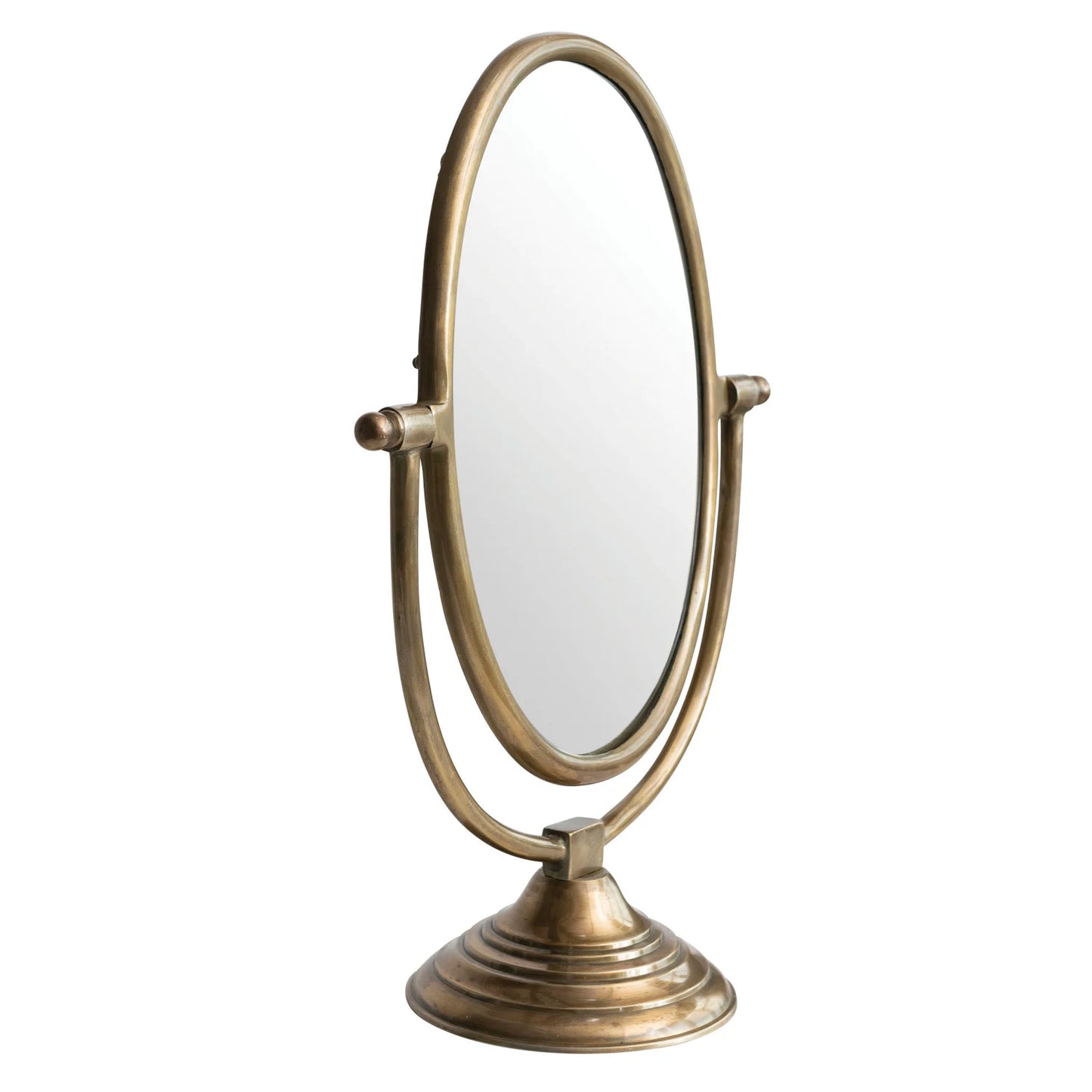 Aluminum Framed Stand Mirror with Antique Brass Finish