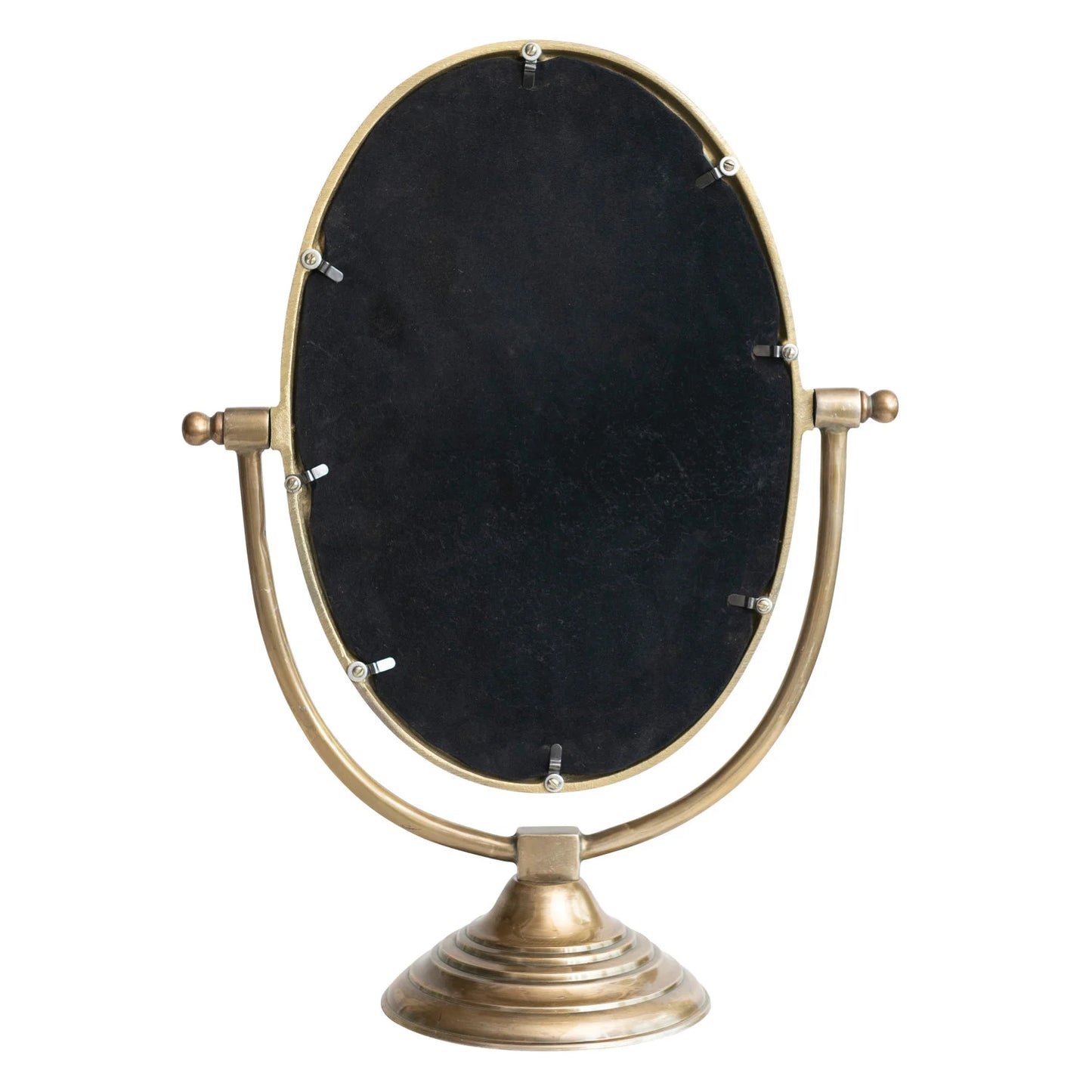 Aluminum Framed Stand Mirror with Antique Brass Finish