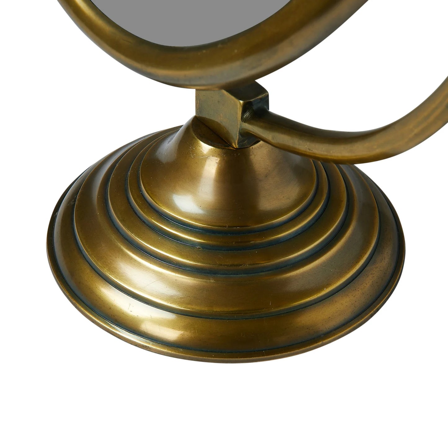 Aluminum Framed Stand Mirror with Antique Brass Finish