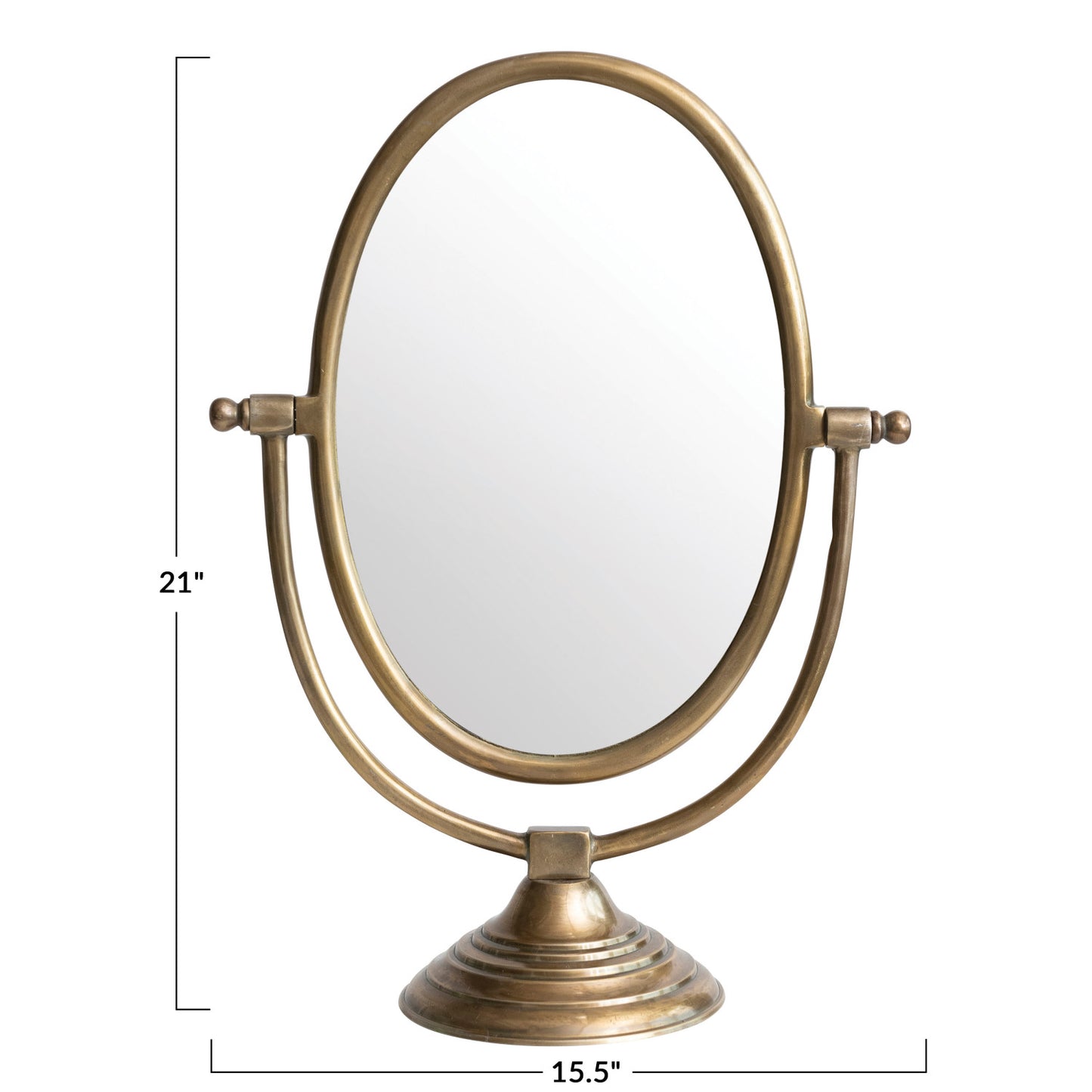 Aluminum Framed Stand Mirror with Antique Brass Finish