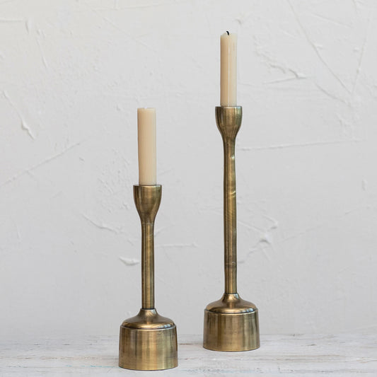 Cast Aluminum Taper Antique Holders, Set of 2