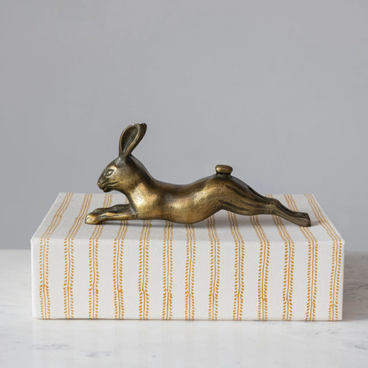 Antiqued Brass Finish Cast Aluminum Rabbit