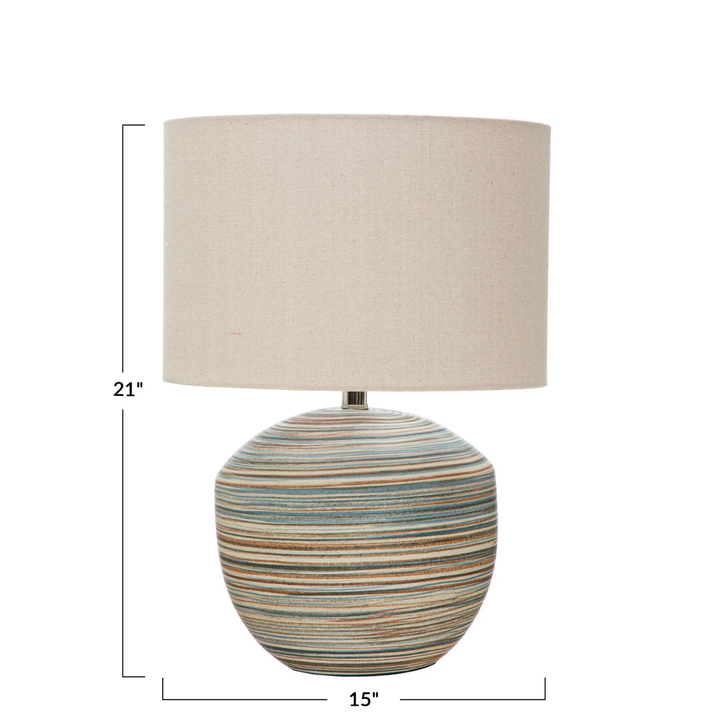 Stoneware Table Lamp w/ Multicolored Stripes