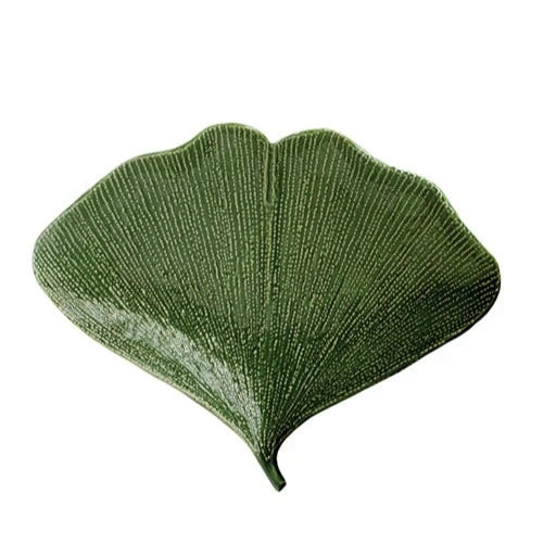 Debossed Stoneware Gingko Leaf Shaped Plates