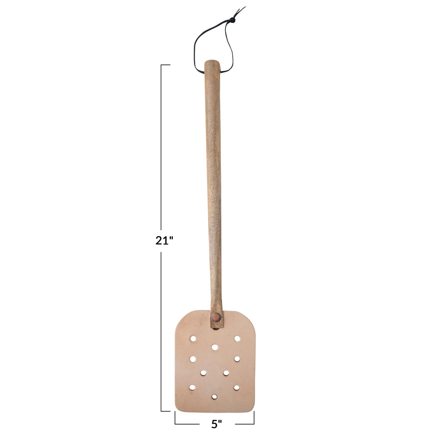 Leather Fly Swatter w/ Wood Handle & Tie