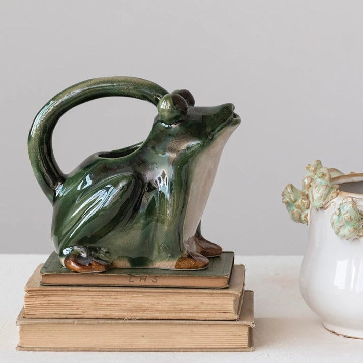 Stoneware Frog Watering Pitcher