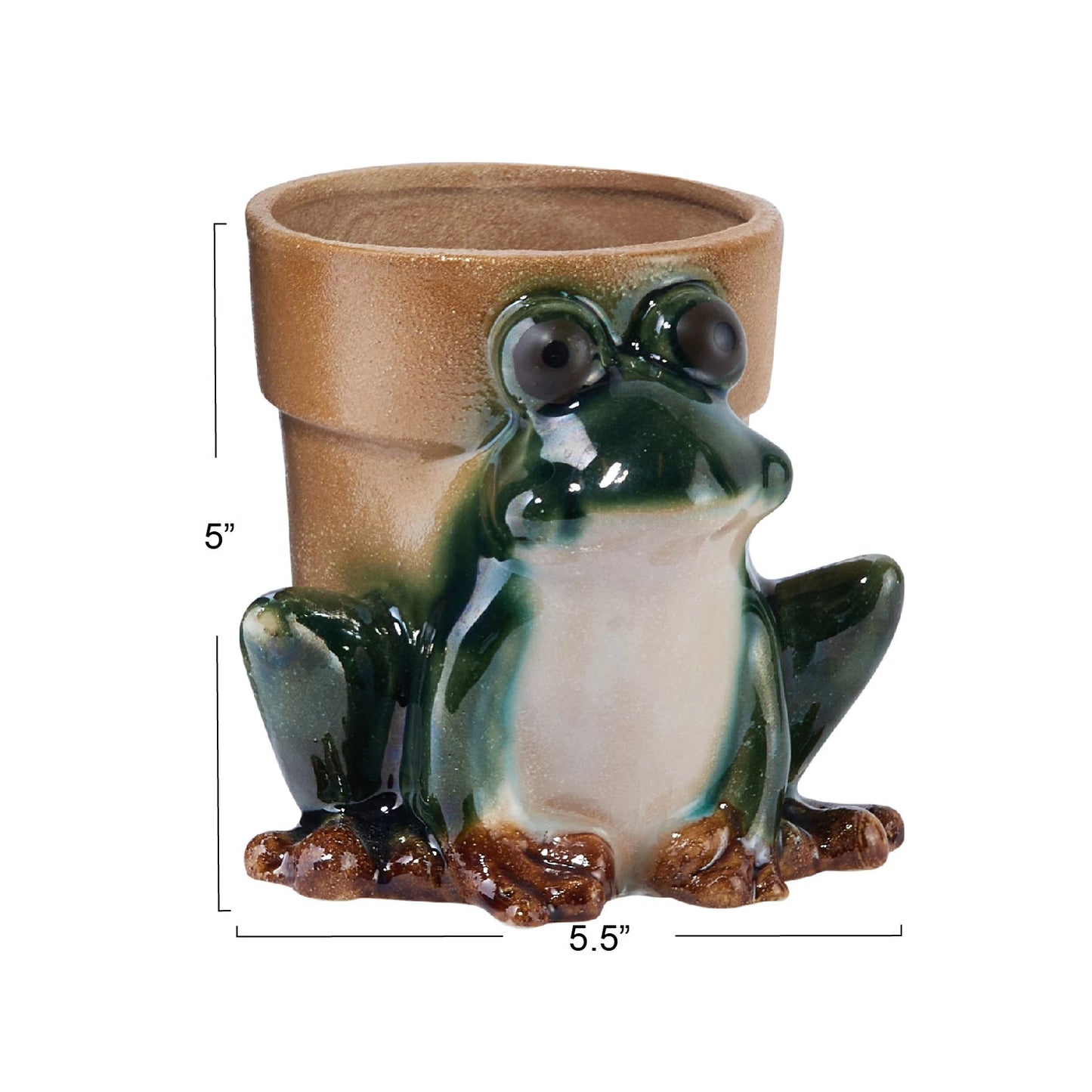 Stoneware Frog Planter